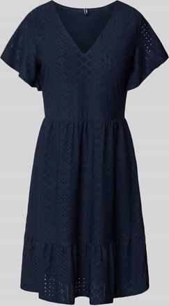 Only Tailliertes Freizeitkleid mit Lochstickerei Modell SANDRA in Marine, Gr&ouml;&szlig;e XL