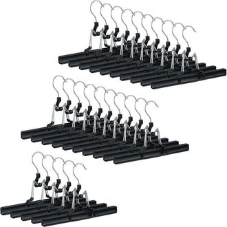 Relaxdays 25 Perchas Pantalones De Metal, Gancho Giratorio En 360&deg;, Mordazas Fuertes, Colgadores Faldas, Engomados, 26 Cm, Negro