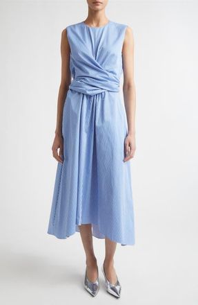 Altuzarra Penny Stripe Draped Silk Dress in 374484 Azure Stripe at Nordstrom, Size 12 Us