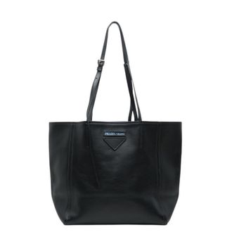 Prada Black Leather Pouch Shoulder Bag Tote Bag (Pre-Owned)