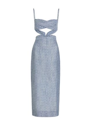 Andres Otalora Recuerdos Striped Cut-out Woven Midi Dress - Blue And White - 0 (UK4 / Xxs)