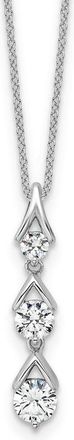 Diamond2Deal 14k Gold 1 Ct Lab Grown Diamond Three Stone Pendant Necklace 18 Clarity VS, Color D-E