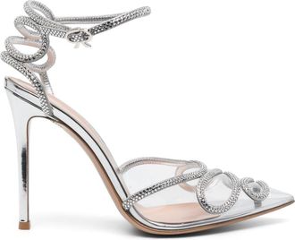 Gianvito Rossi 105mm crystal-embellished pumps - women - Calf Leather/PVC/Calf Leather/PVC/Calf Leather - 37.5 - Silver