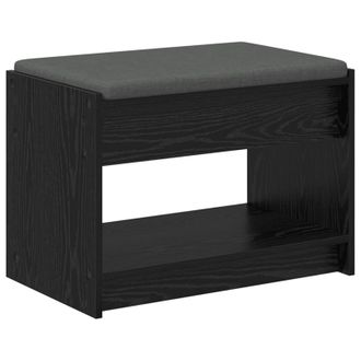 vidaXL Banco De Entrada Con Coj&iacute;n Roble Negro 63 X 38 X 45 Cm Vidaxl