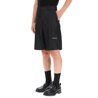 Valentino Mens Black Nylon Bermuda Shorts
