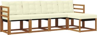 vidaXL Conjunto De Sof&aacute;s De Exterior 5 Uds. Natural Y Crema Vidaxl