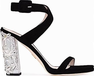 RALPH & RUSSO Black Suede Eden Plexi Sandals Size 38.5