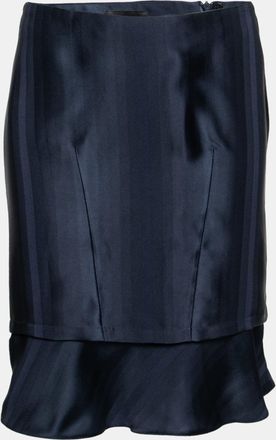 Emporio Armani Navy Blue Satin Short Skirt