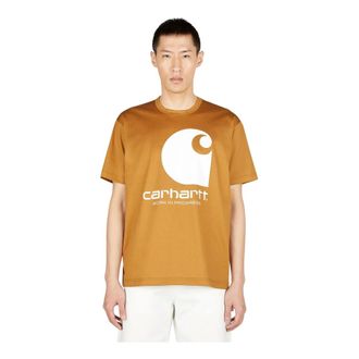 Carhartt Work in Progress Logo Print T-Shirt - male - Carhartt Wip - T-Shirts - Brown - M - Tops