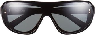 Jacquemus Les Lunettes 130mm Shield Sunglasses in Black/Light Gold/Grey at Nordstrom