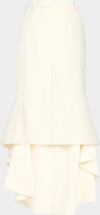 Michael Kors High-Low Ruffle Wool Maxi Skirt