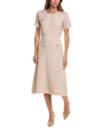 Adrianna Papell Waffle Textured A-Line Midi Dress