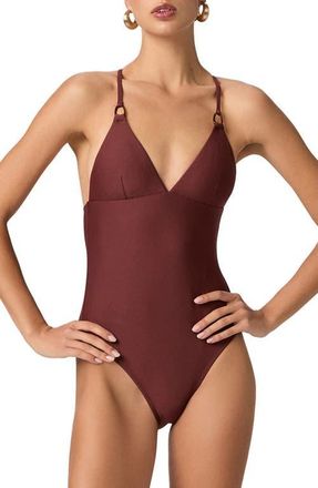 Paige Daisy Tie-Back One-Piece Swimsuit in Burnt Sienna at Nordstrom, Size X-Small