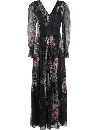 Alberta Ferretti Abito lungo a fiori - Nero