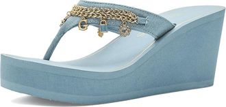 Guess Sutton Womens Wedge Shoes Light Blue : 10 M, Leather