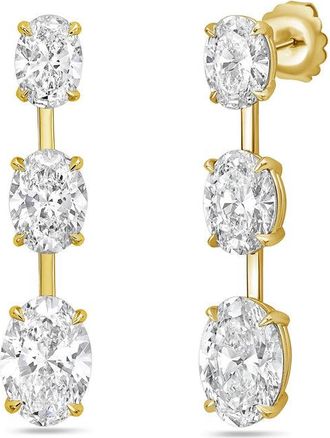 Diana M. Jewels 14kt Yellow Gold 13ct Lab Grown Graduated Oval Diamond Drop Earrings with Bar Spacing