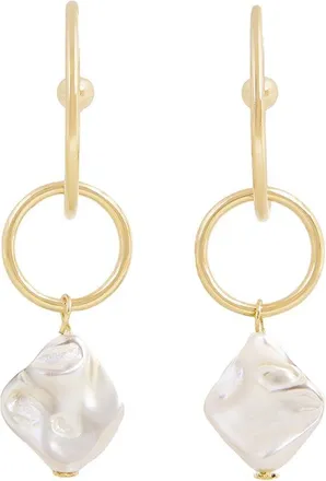 Saachi Saachi Pearl Cz Hoop Earrings