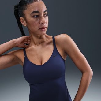 Nike Womens Swim Effortless Essential V-Neck Tank Topini in Blue | NESSF236-440