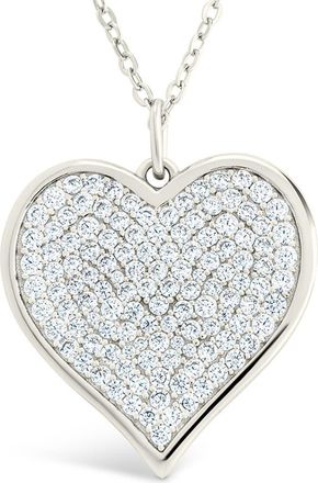 Sterling Forever Small Cubic Zirconia Heart Pendant Necklace in Silver at Nordstrom