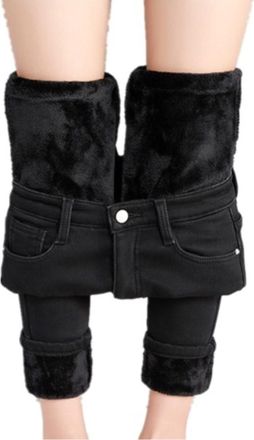 Generic Fleece Lined Trousers Women Jeggings for Women UK Womens Winter Fleece Lined Stretchy Jeggings Winter Trousers for Womens UK High Waisted Skinny Jeans