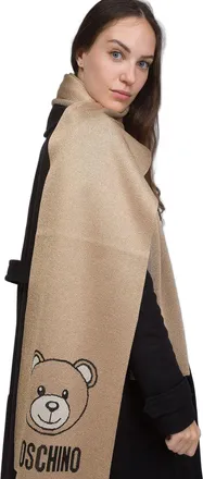Moschino Womens Scarf Brown Viscosa Accessories Viscose Polyamide Polyester