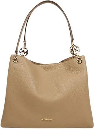 Michael Kors Christina Grote Leren Schoudertas met Nerf - Dames - Shoppers - Beige - ONE Size - Katoen - Tassen