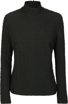 Givenchy Zwarte Sweater met 4G Motief - Dames - Coltruien - Zwart - XS - Polyester - Truien & Vesten