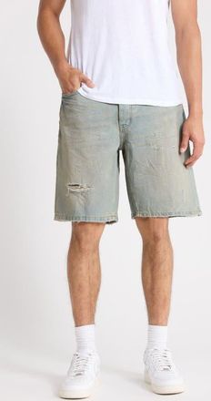 Purple P059 Ripped Relaxed Fit Denim Shorts in Light Indigo at Nordstrom, Size 40