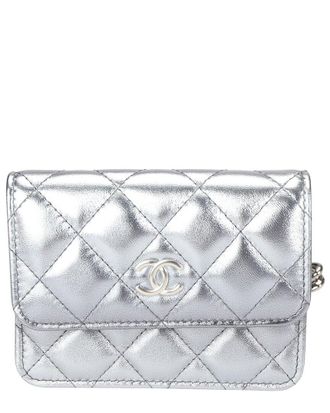 Chanel Metallic Silver Quilted Leather Coco Punk Belt Bag (Authentic Pre- Loved)