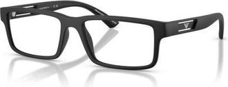 Emporio Armani 55mm Rectangle optical glasses in Solid Black at Nordstrom