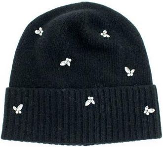 Portolano Cashmere beanie with stones in Black at Nordstrom