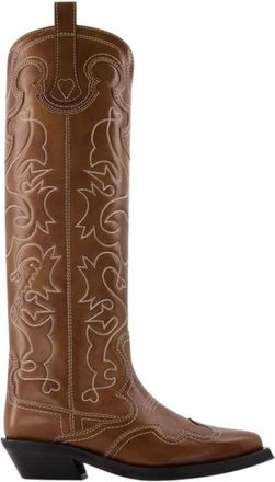 Ganni Stivali Western Ricamati - - Shoes - Donna - Marrone - 38 EU