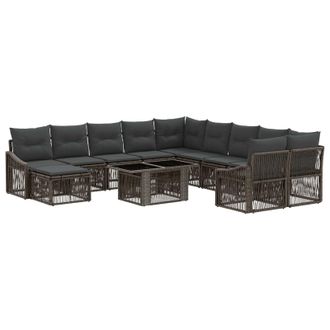 vidaXL Conjunto De Sof&aacute;s De Jard&iacute;n 12 Uds. Gris Y Gris Oscuro Vidaxl