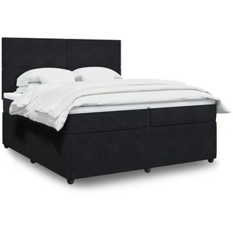 vidaXL Cama Box Spring Con Colch&oacute;n Terciopelo Negro 200x200 Cm