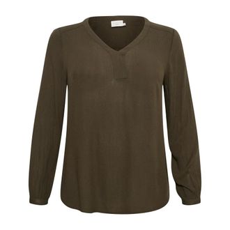 Kaffe Curve Bosnacht Lange Mouw Blouse - Dames - Blouses & Shirts - Groen - Maat: XL