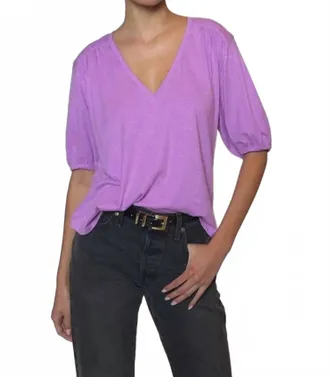 Nation Ltd Edie Shirred Shoulder Top In Purple