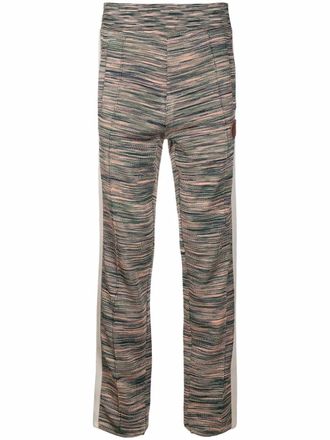 Palm Angels x Missoni knitted track pants - unisex - Polyamide/Viscose/Leather/Polyester - M - Green