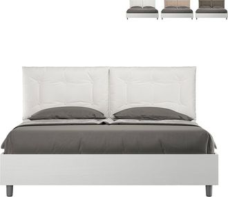 Itamoby Contenedor Cama Matrimonio 160x190cm Cojines Madera Egos Annalisa Color: Blanco - Versi&oacute;n: Con Caja De Almacenaje