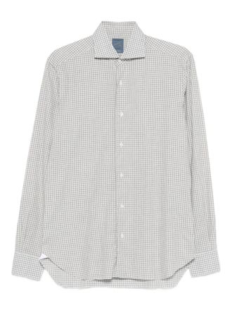 Barba gingham-pattern button-up shirt - White