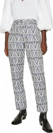 Munthe Pre-Loved Cottage Pants With Geometric Ikat Brocade Pattern In Blue
