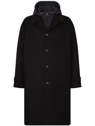 Dolce & Gabbana Cappotto monopetto con cappuccio - Nero