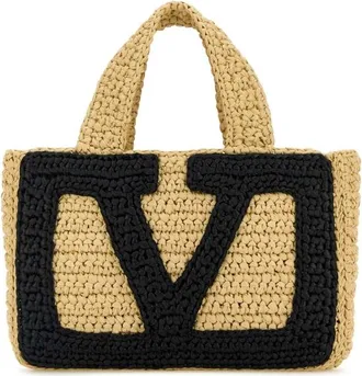 Valentino Garavani Raffia Small Viva Superstar Shopping Bag