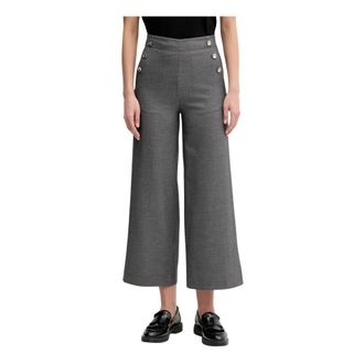 Benetton Broek met knoopdetail - Dames - Vrijetijds broeken - Grijs - M - Wol - Broeken