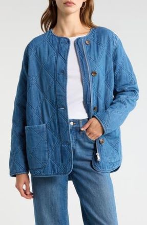 Caslon Chambray Quilted Jacket in Medium Wash at Nordstrom Rack, Size Xx-Small