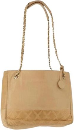 Chanel Pre-owned Schoudertas - Dames - Vintage Schoudertas - Beige - ONE Size - Leer - Vintage