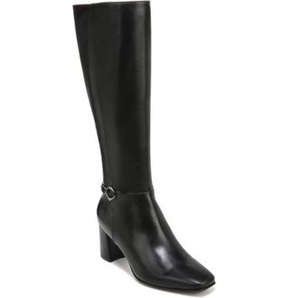 Naturalizer Waylon Boots Women Black Faux Leather Square Toe Knee High LION554