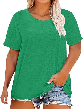 Generic T-Shirts for Women UK, Cotton Shirts for Women UK Short Sleeve V Neck Oversized Tops Casual Fashion Solid Plain Basic Lightweight T-Shirt Ladies Summe