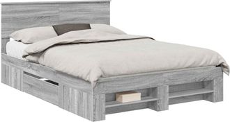 vidaXL Estructura De Cama Con Cabecera Gris Sonoma 150 X 200 Cm Vidaxl