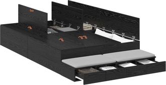 vidaXL Cama Con Almacenamiento Roble Negro 226.5 X 120 X 31.5 Cm Vidaxl