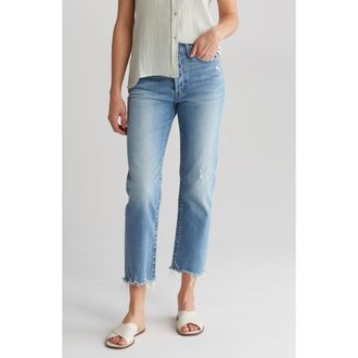Pistola Denim Charlie High Waist Frayed Ankle Straight Leg Jeans in Wave Vintage at Nordstrom Rack, Size 31
